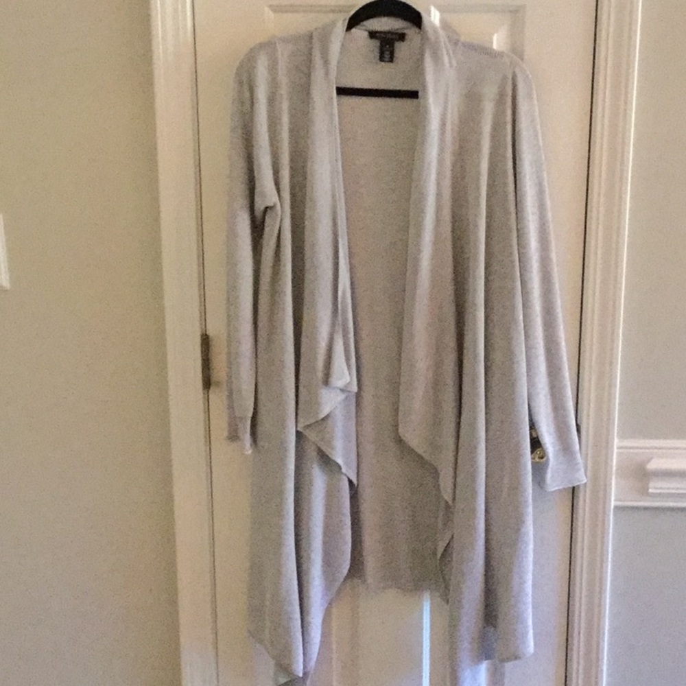 WHBM duster sweater medium light gray